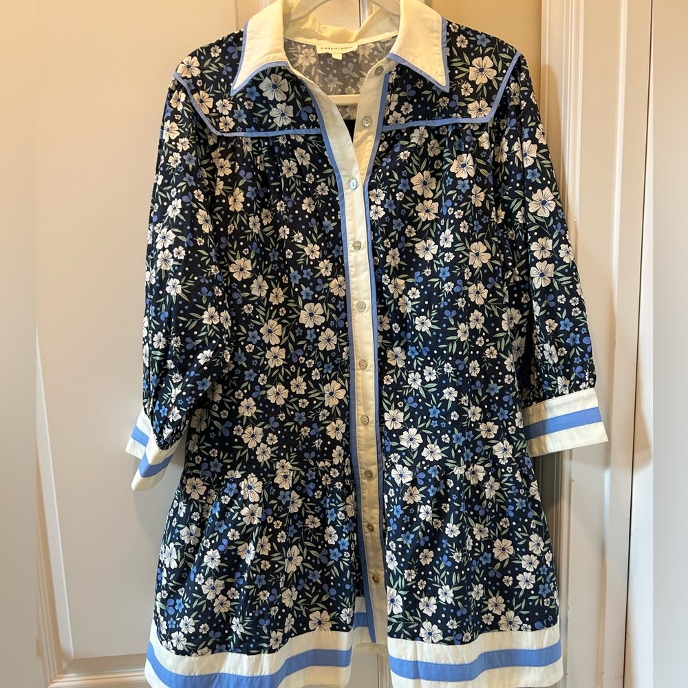 Entro Floral Dress with Cream and Blue